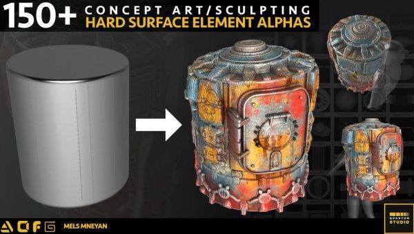 zbrush211硬表面机械黑白深度Alpha笔刷&纹理贴图机械零件TIF