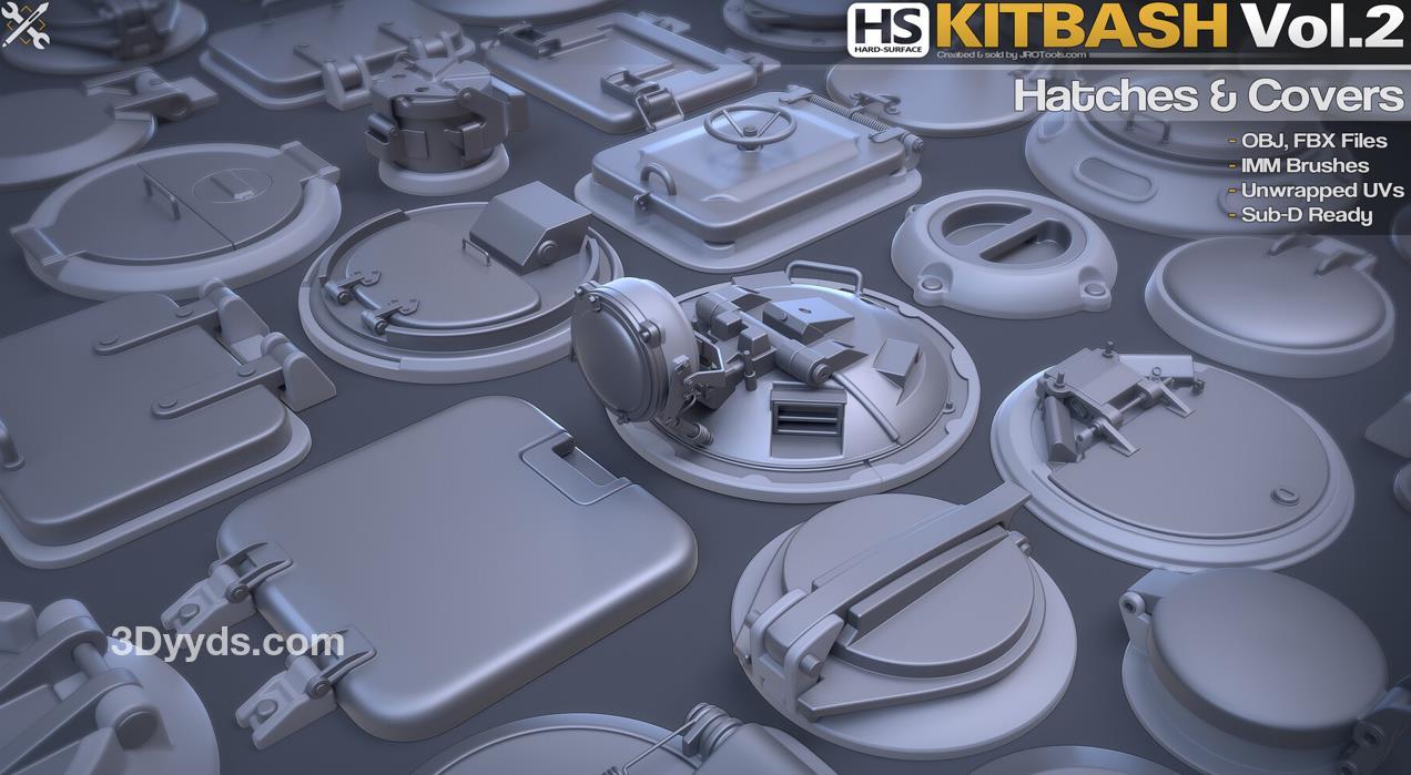 zbrush212Blender舱门舱口下水道路口井盖模型雕刻笔刷max