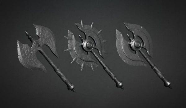 zbrush226游戏斧头双面战斧模型笔刷zbp