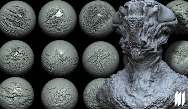 zbrush236外星生物怪物粗糙皮肤雕刻笔刷zb皮肤笔刷Alpha