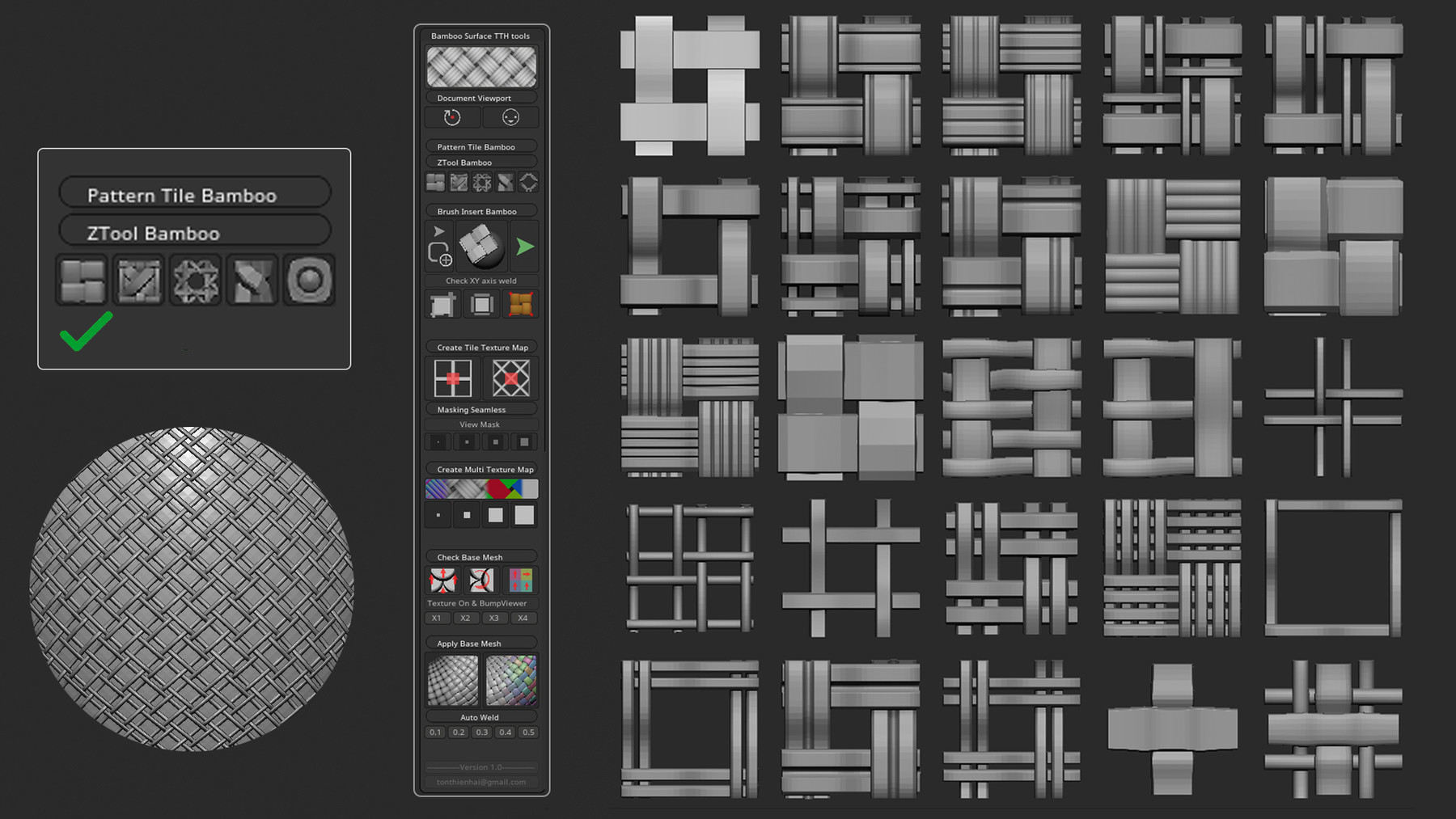 zbrush239生成编织竹子竹筐纹理插件