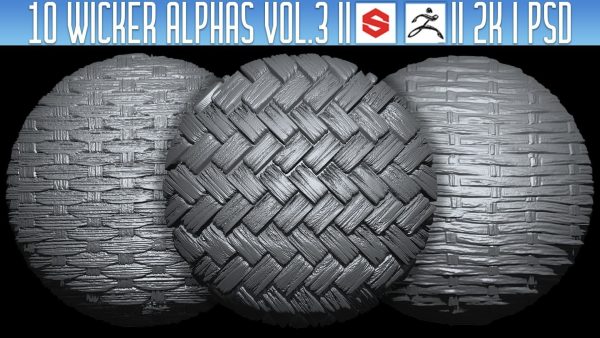 ZBrush242柳条藤条编织笔刷zb草席草编竹编贴图Alpha