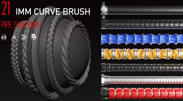 zbrush253管道编织绳子绳索软管麻绳电线钢缆IMM曲线笔刷视频教程