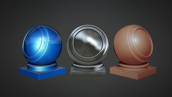 zbrush材质19-16个模型雕刻金属材质球&金银铜铁matcaps金属材质ZMT