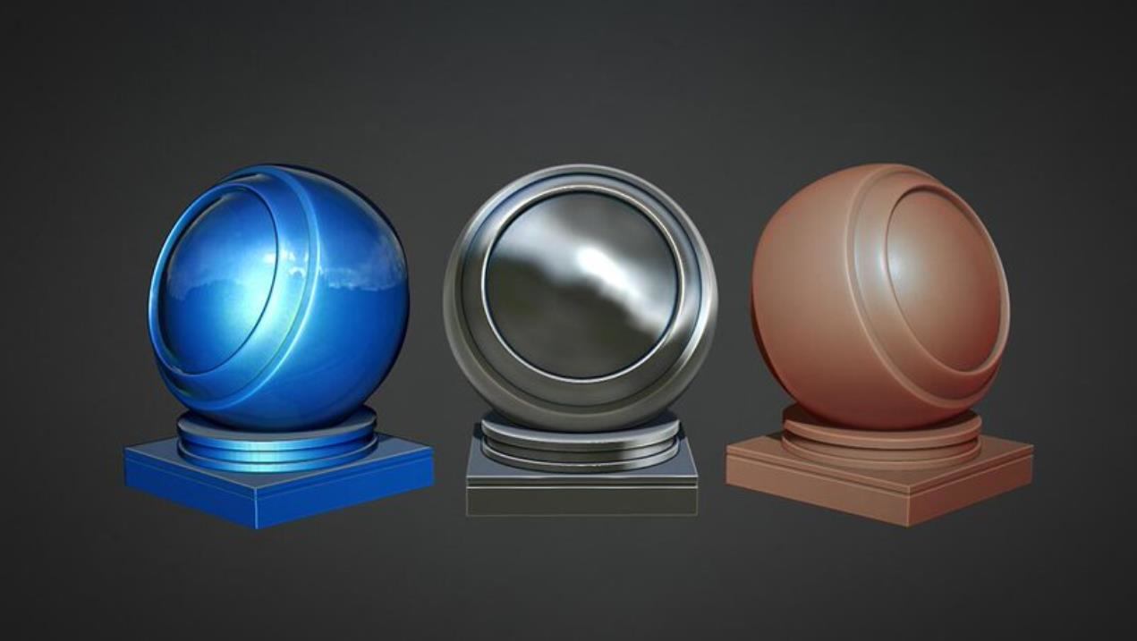 zbrush材质19-16个模型雕刻金属材质球&金银铜铁matcaps金属材质ZMT