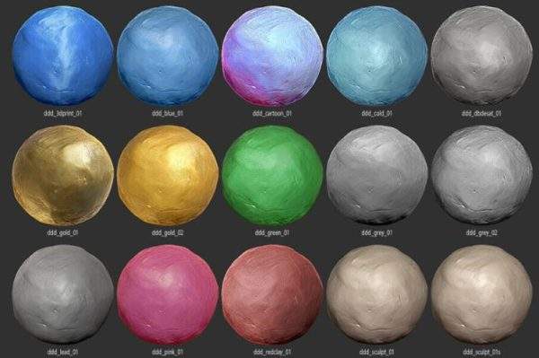 zbrush材质20黏土粘土材质球&泥塑泥巴捏雕塑模型陶土陶器泥雕