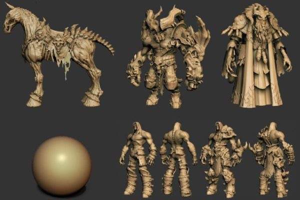 zbrush材质22黑暗暗黑角色身体ZMT雕刻材质球