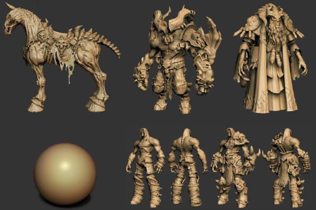 zbrush材质22黑暗暗黑角色身体ZMT雕刻材质球