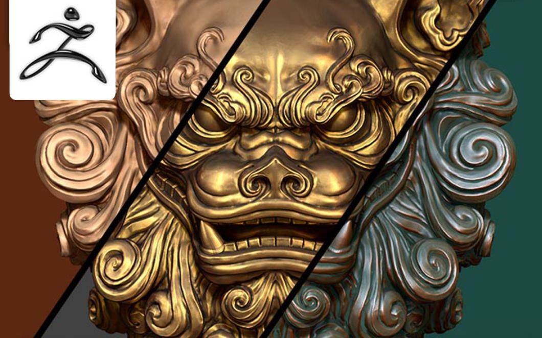 zbrush材质23铸铜做旧质感金属材质黄铜红铜复古效果材质球预设