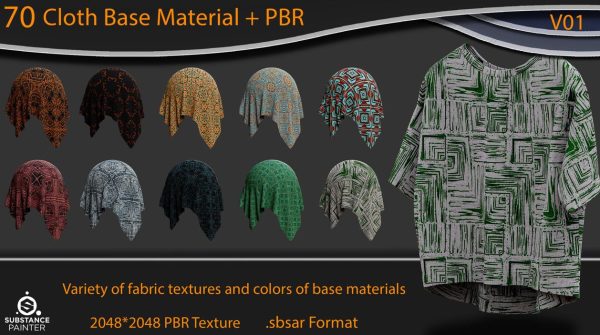 sp材质18衬衫短袖材质球&花纹T恤裤子服饰布料材质