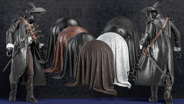 sp材质74衣服面料服装织物智能材质球&旧布料褶皱