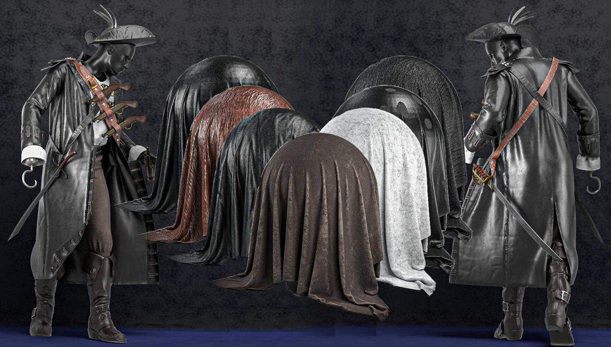 sp材质74衣服面料服装织物智能材质球&旧布料褶皱