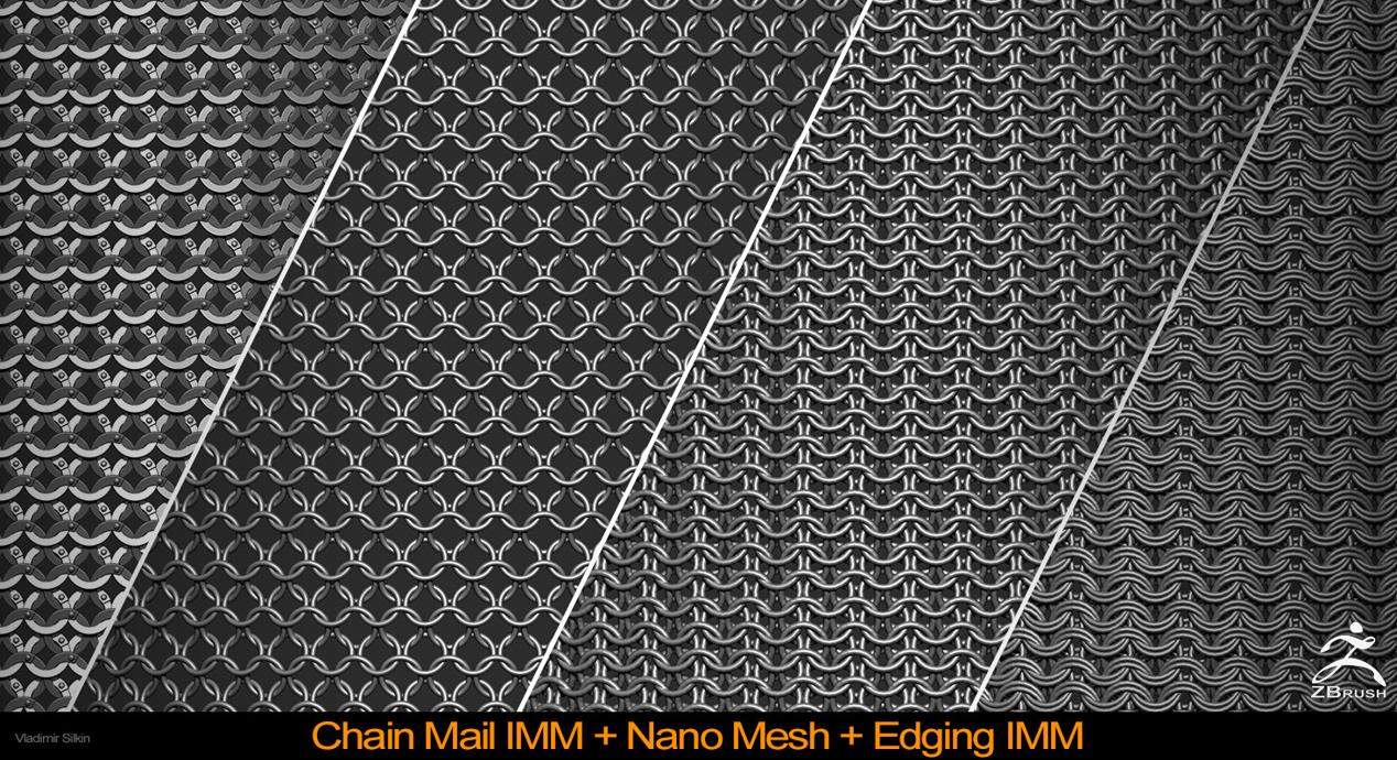 zbrush262链甲盔甲铠甲皮革包边锁子甲笔刷&画笔建模纹理填充雕刻