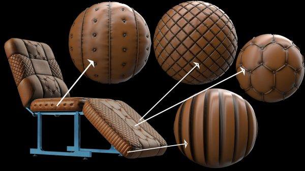 SP材质82 高质量皮革沙发SubstancePainter皮革缝线