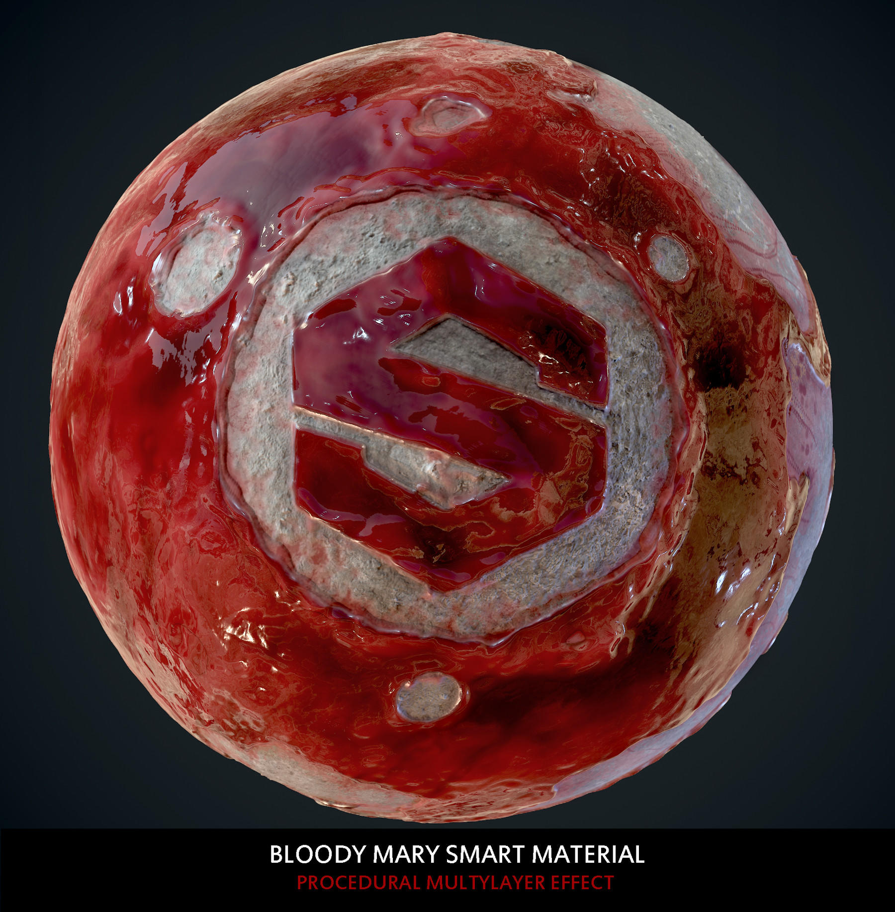 SP材质91次世代血液血迹Substance painter血腥材质