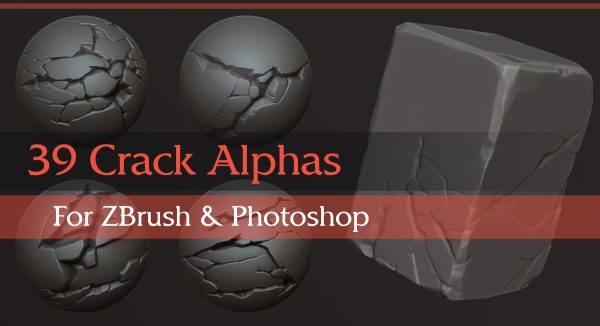 zbrush岩石地面石头裂纹缝隙雕刻笔刷&卡通石板破碎开裂