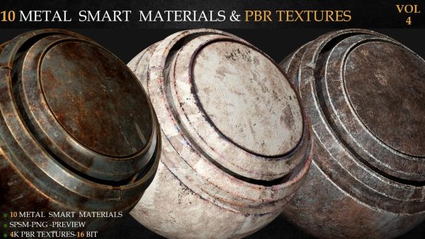 sp材质101金属锈迹智能材质球&铁块金属铁锈spsm