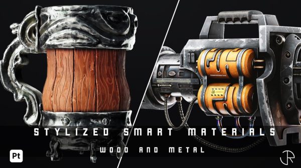 sp材质130风格化木材金属智能材质球&发热金属木头木纹