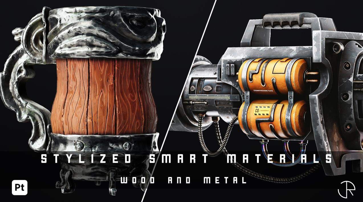 sp材质130风格化木材金属智能材质球&发热金属木头木纹