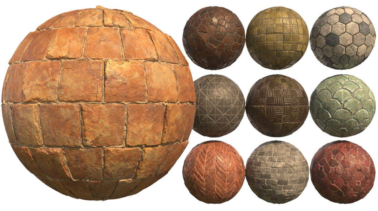 sp材质165道路地面地表智能材质球&青岩墙壁混凝土地砖