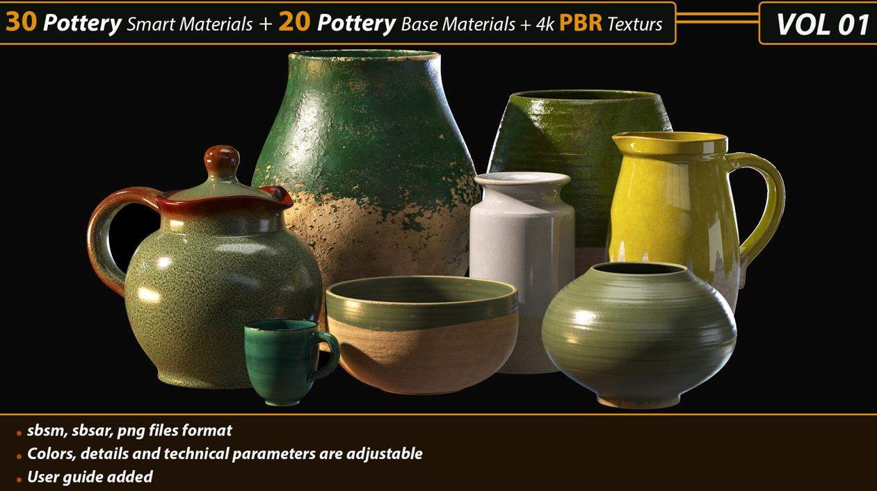 sp材质169-30种陶土陶瓷釉质智能材质球瓷器spsm