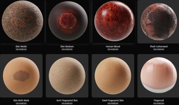 sp材质177皮肤微细节疤疮指纹伤口血迹牙垢划伤疤痕sbsar