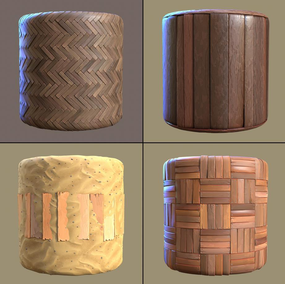 sp材质186风格化木质纹理生成器&木地板木纹木头地砖sbs