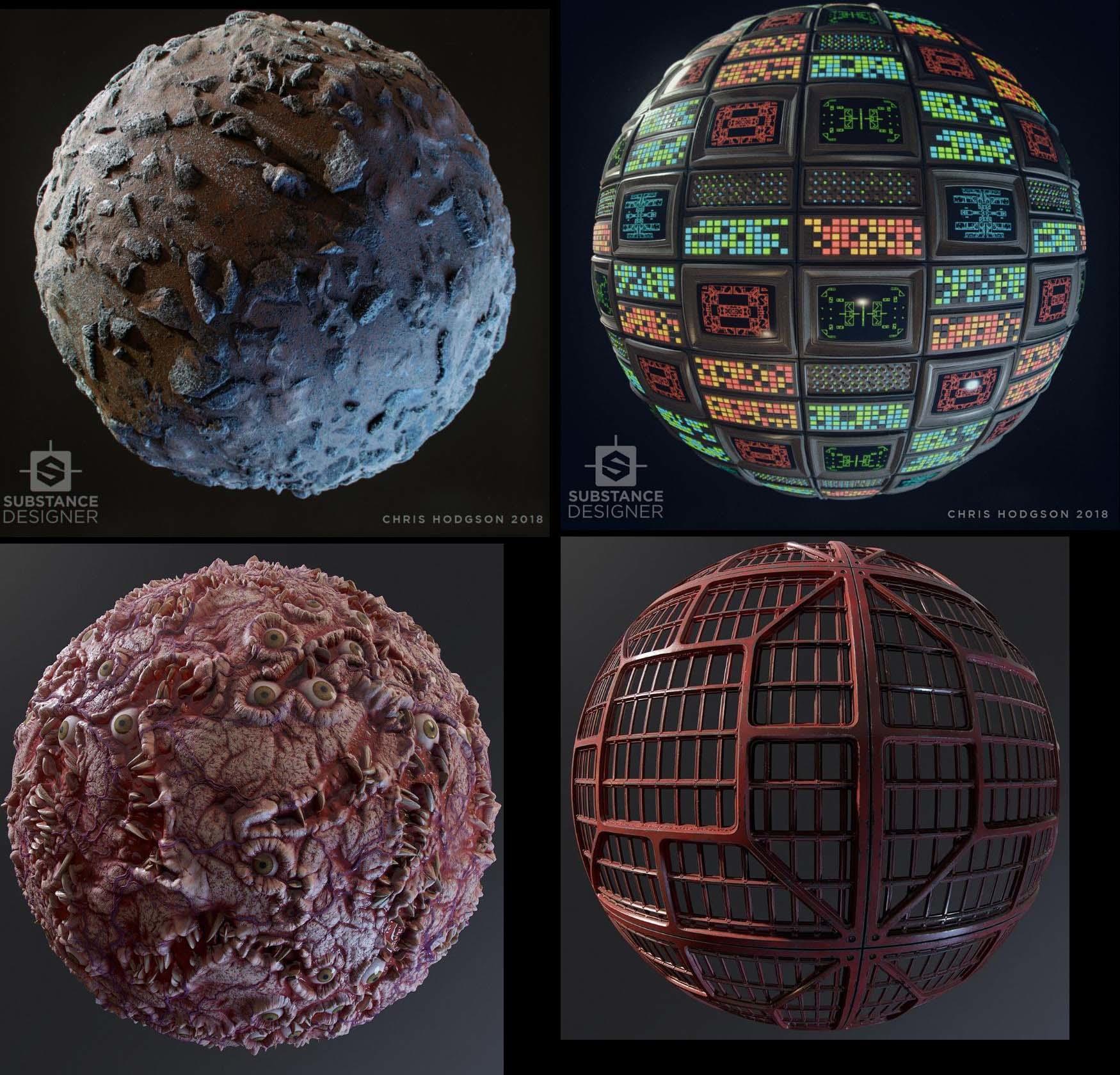 sp材质203科幻机械太空金属面板材质&外星内脏大脑异形