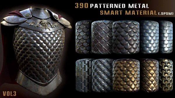 sp材质210金属鳞片装甲盔甲智能材质球&鳞甲材质