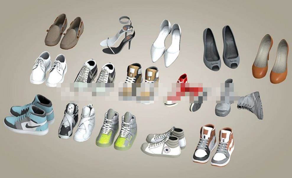 MD03运动鞋子皮鞋3D模型&c4d帆布鞋高跟鞋篮球鞋max