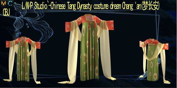 MD18中国风古风汉服唐朝夜宴仕女汉服唐装服饰模型