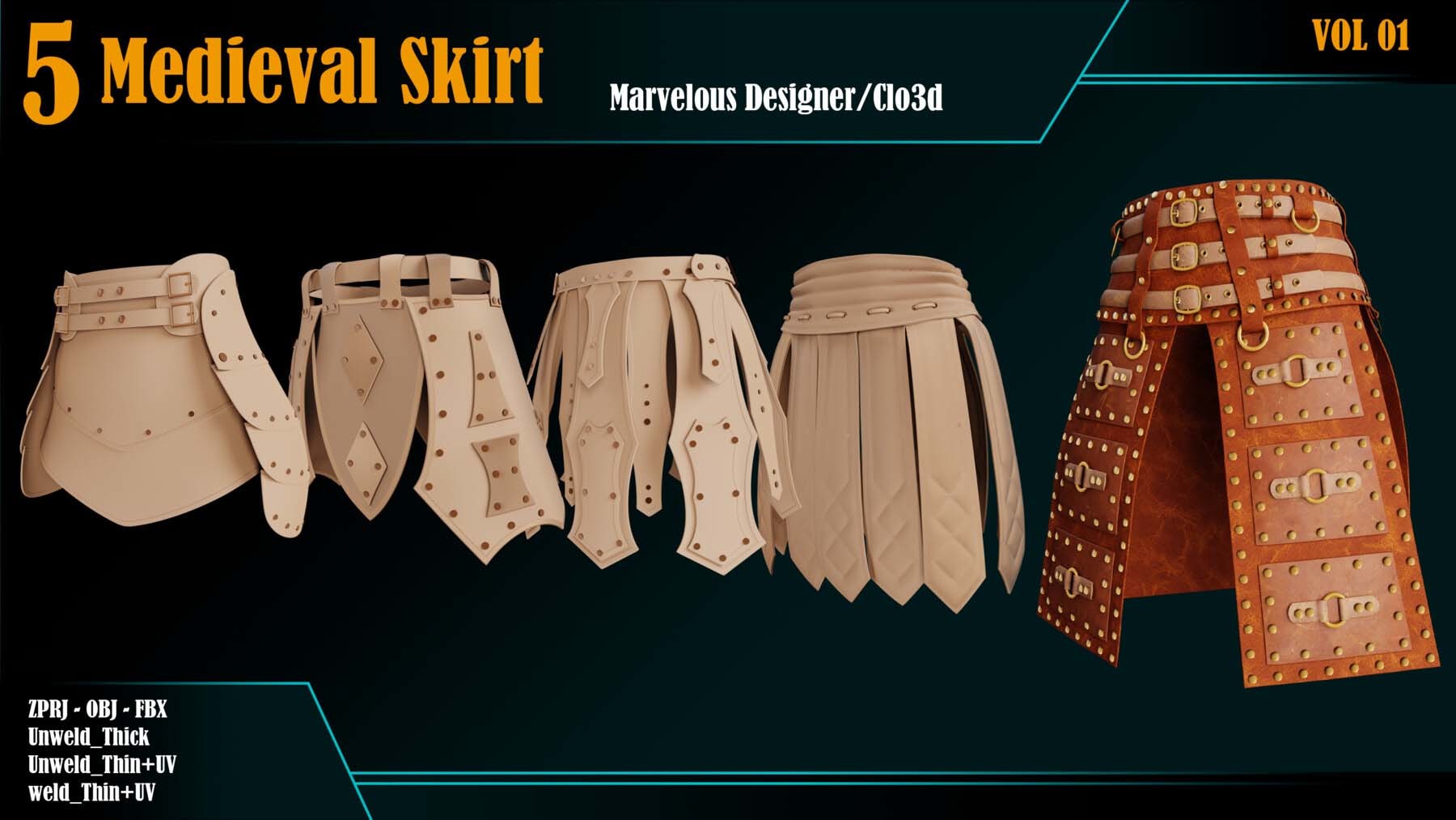 MD34中世纪皮质裙甲裙子