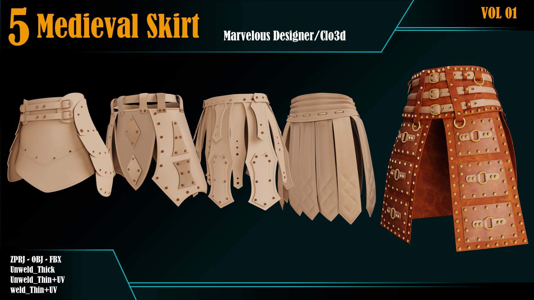 MD34中世纪皮质裙甲裙子