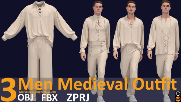 MD36中世纪男装3d模型服饰