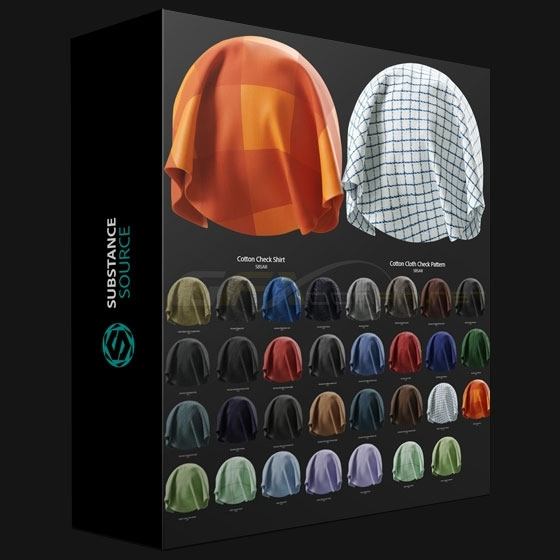 sp材质97皮革布料丝绸格子布材质球&绸缎材质桌布