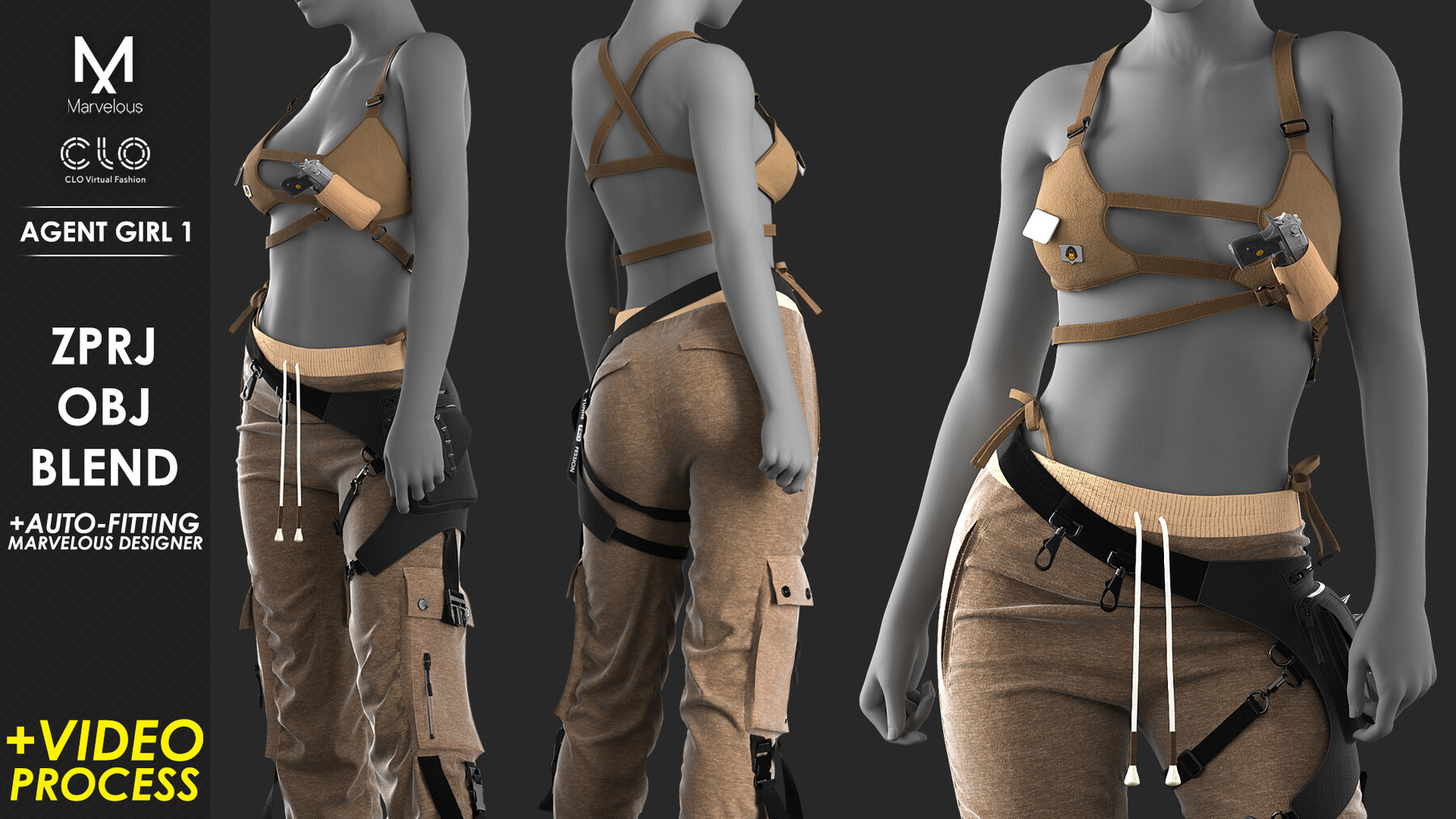 MD100女士特工工装裤服装教程