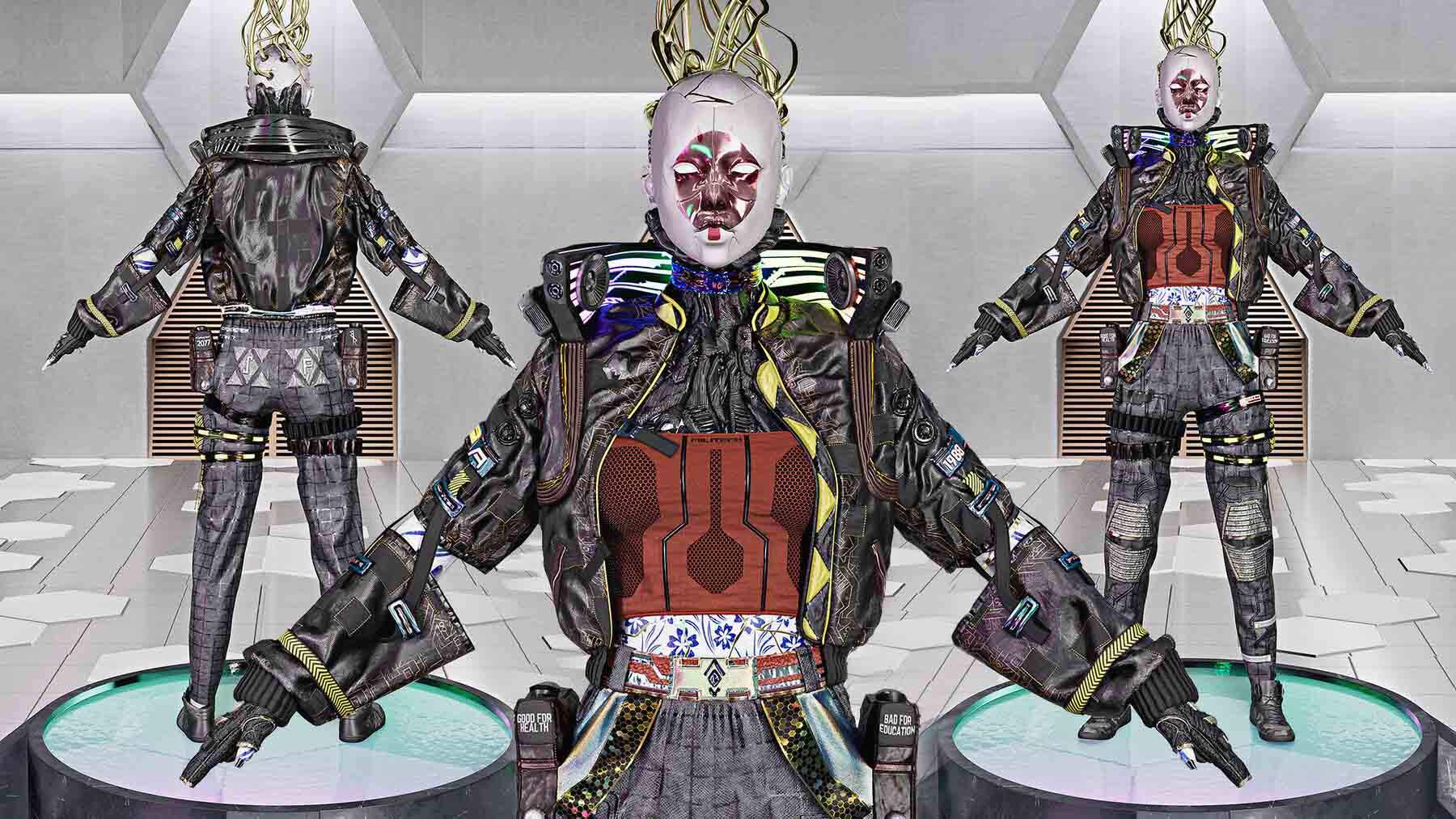 MD140女性赛博风格服装sp布料材质