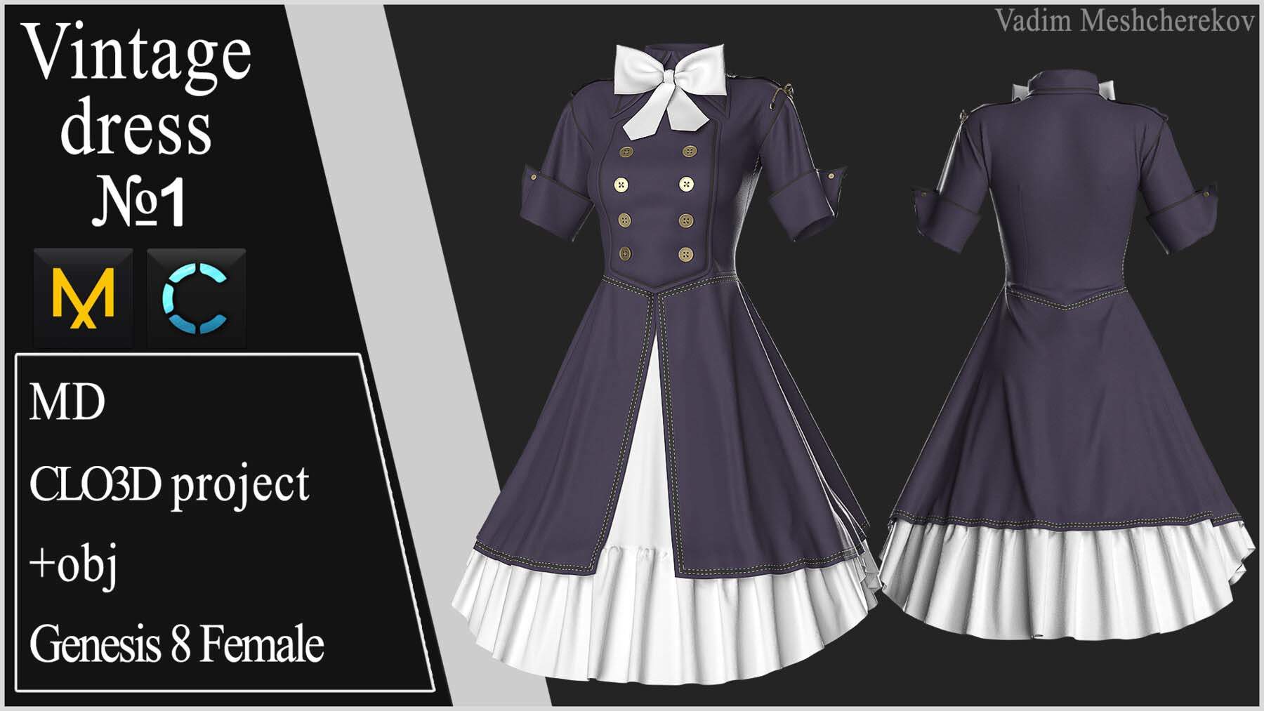 MD147女士复古连衣裙女装