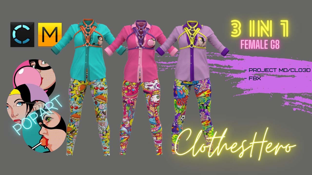 MD171波普浮夸华丽风格女装衬衫裤子