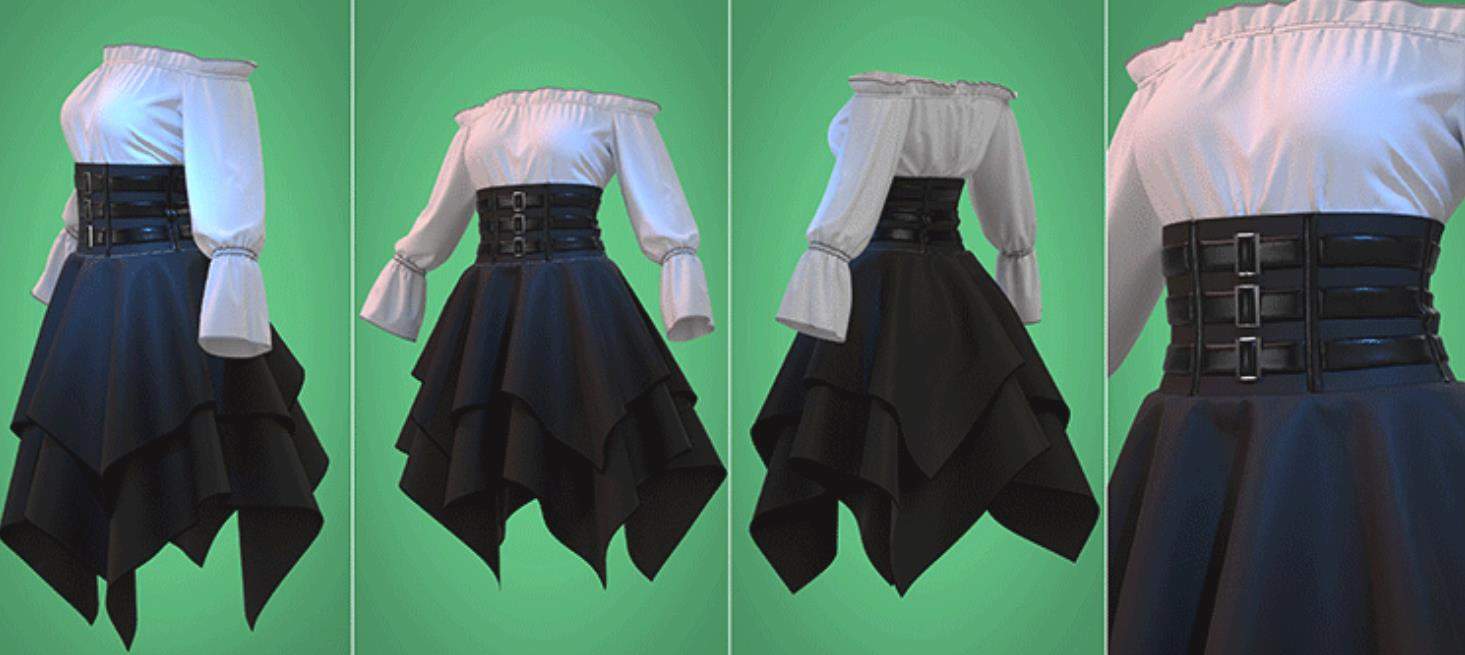 MD228女性一字领上衣半身伞裙子连衣裙