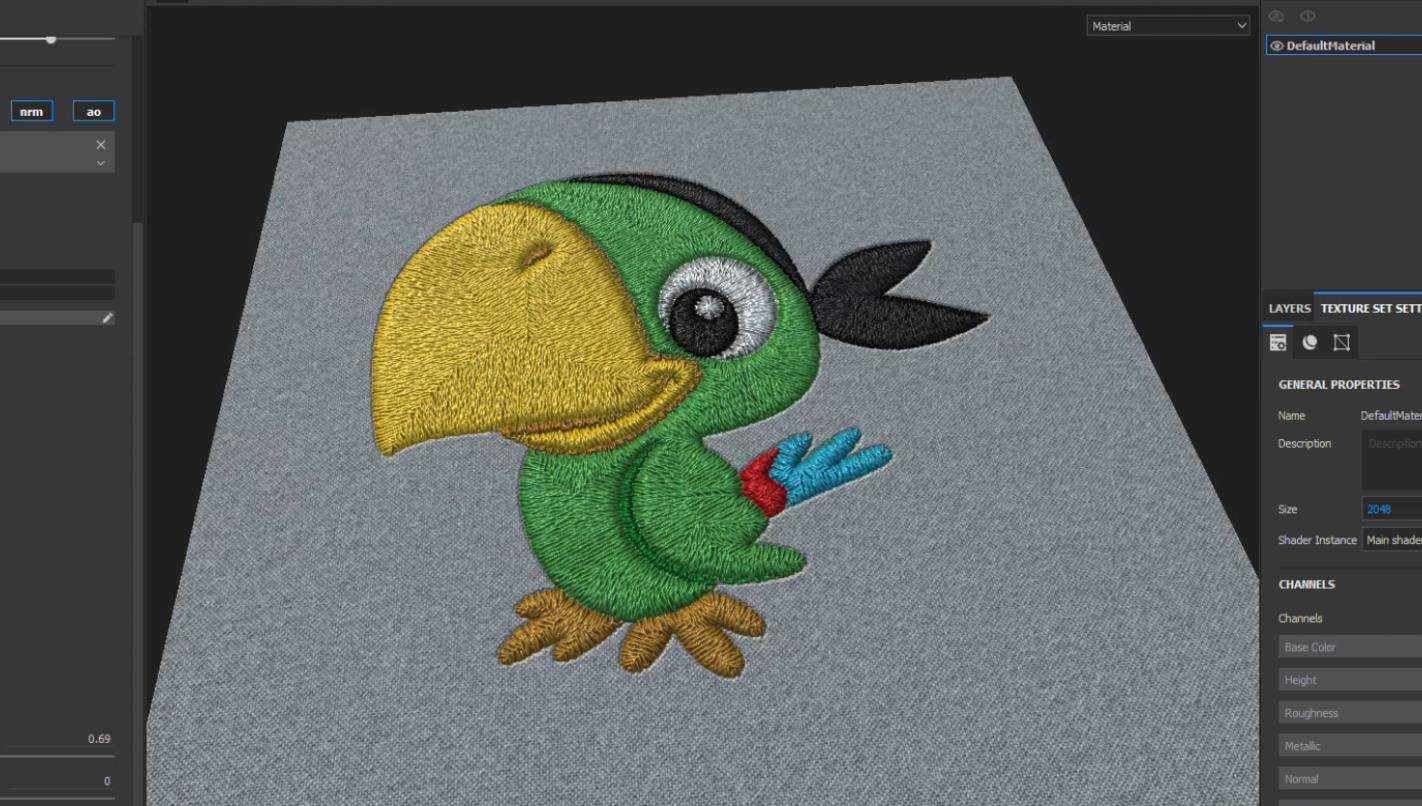 sp材质220刺绣布料针织缝纫图案生成器服装织物材质球