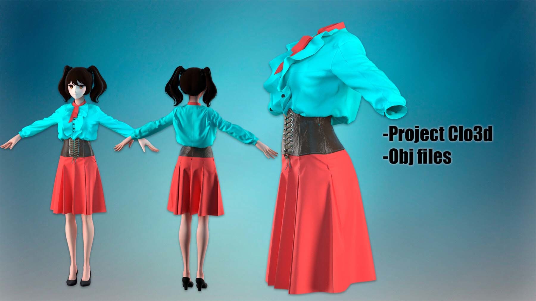 MD282日韩风制服套装长袖衬衫束腰短裙裙子