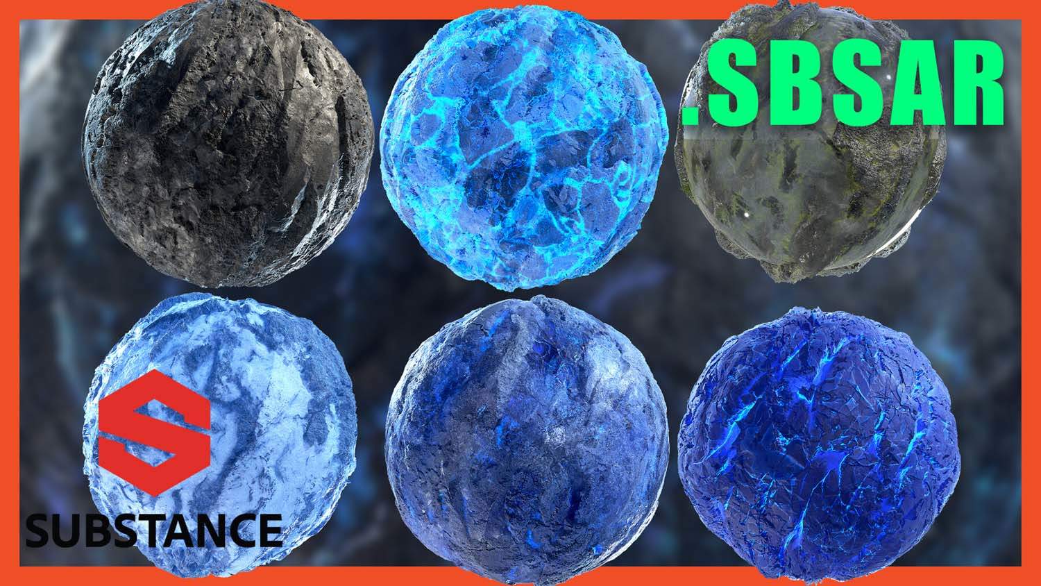 Substance Painter发光水晶冰块雪地岩石地面sp材质224