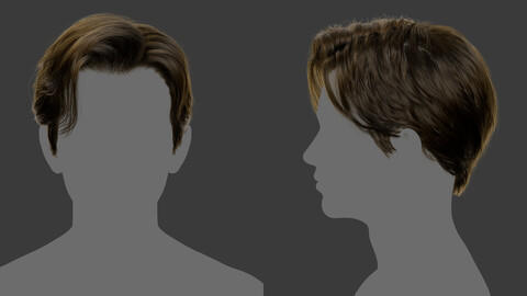 Xgen毛发05男人男性短发中长发偏分头发模型