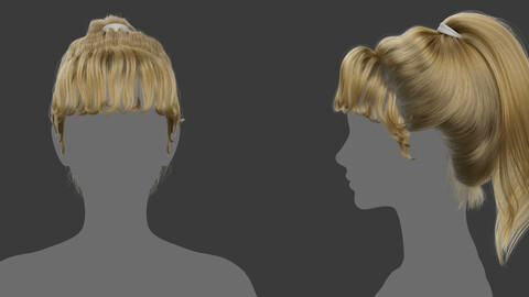 Xgen毛发13女性女人长发金色头发模型