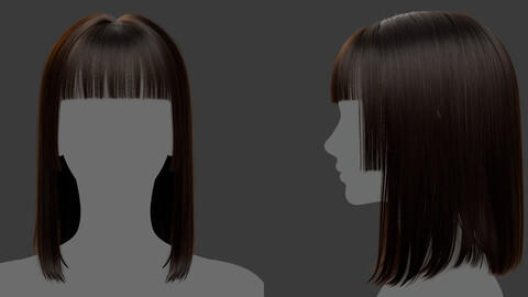 Xgen毛发14女生女士中长发头发模型