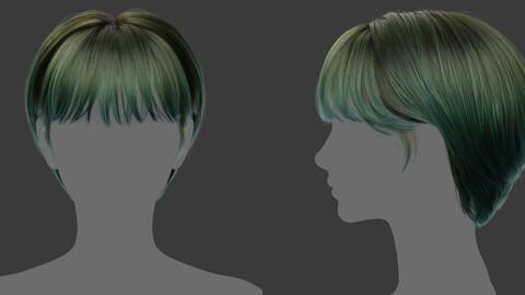 Xgen毛发16女性女生短发头发模型