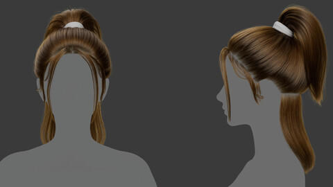 Xgen毛发18女生女性长发头发模型