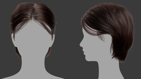 Xgen毛发27女人女生短发头发模型