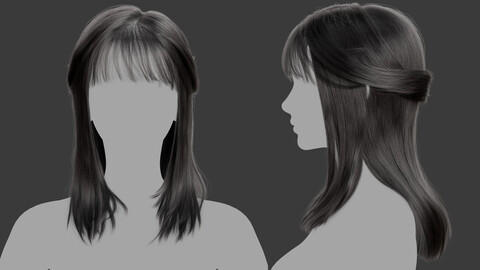 Xgen毛发32女人女生长发头发模型